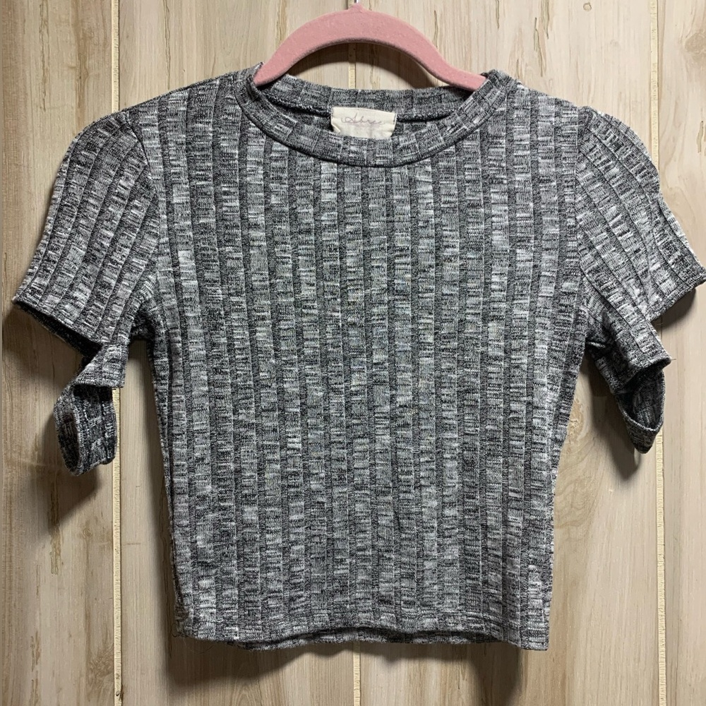 Grey Ribbed Crop Top